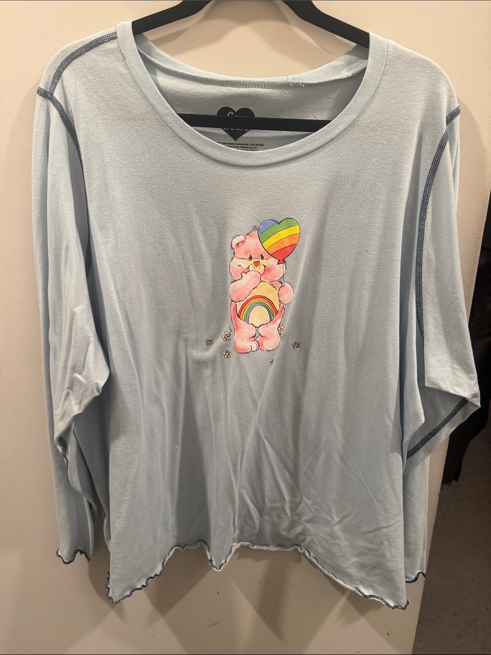 Light Blue Care Bear Graphic Long Sleeve Tee